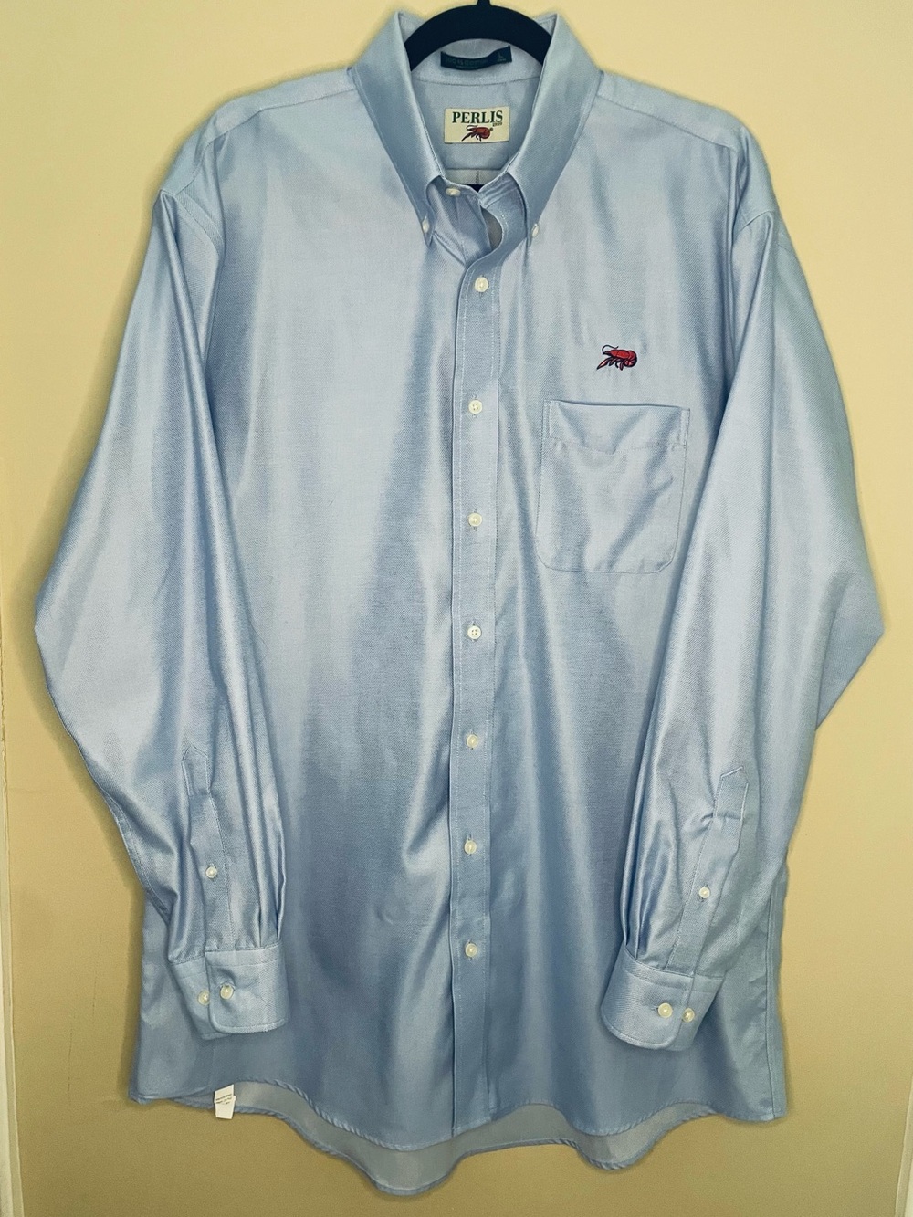 PERLIS New Orleans Light Blue Classic Fit Long-Sleeve Crawfish Shirt - Size L